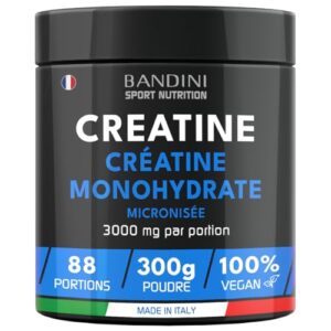 Créatine Monohydrate Pure en Poudre Bandini® pour Performance Musculaire, 88 Portions, 300g